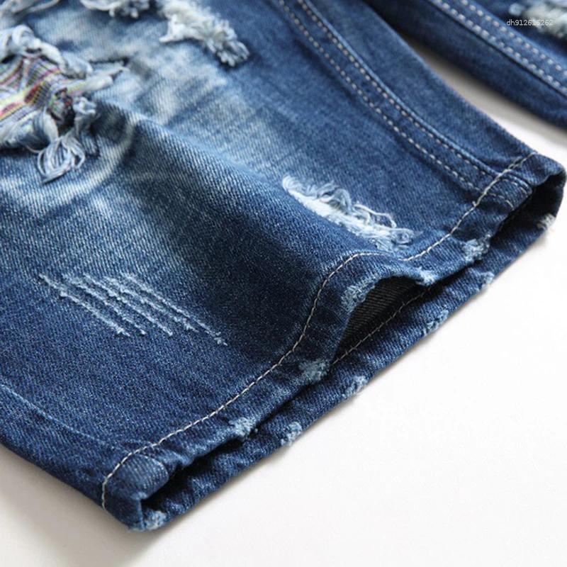 Men's Jeans Mens Blue Short Summer Denim Shorts Slim Men Retro Stretchy Regular Fit Casual Boy Jean Clothing