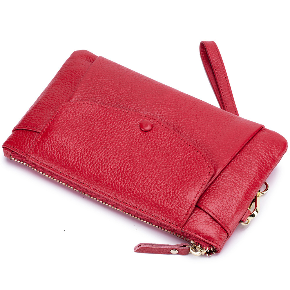 Bag niche, ultra-thin, long, large capacity handheld bag, women's leather minimalist wallet, top layer cowhide phone bag swissmilitary