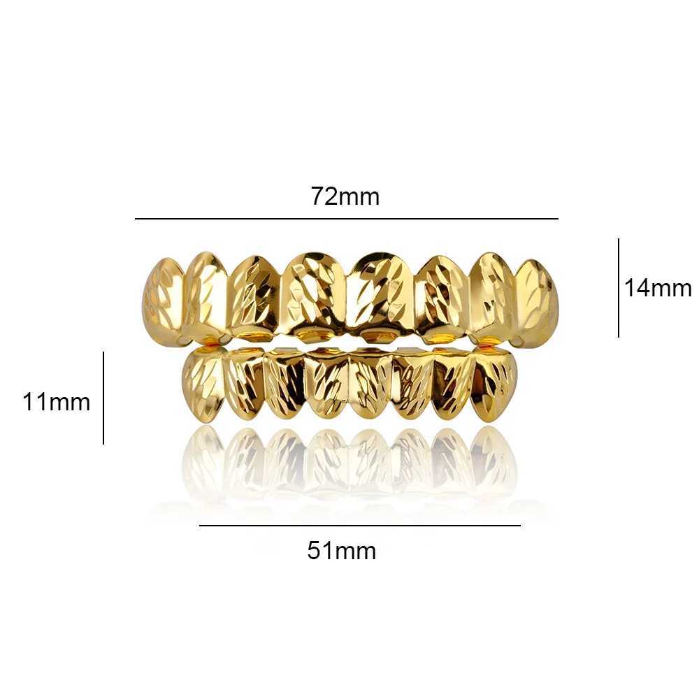 YOUNGX Hip Hop 8/8 Top Bottom Glossy Mouth Tooth Caps For Women Men Jewelry Punk Pattern Teeth Grillz Braces Dental GrillsXJ250114