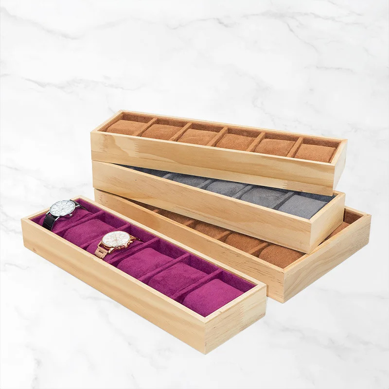 Solid Wood Watch Storage Box High Appearance Level Flannelette Table Display Tray Bracelet Watch Multi-grid Column 250117