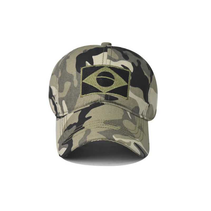 Outdoor Unisex Tactical Camo Military Climbing broidery Brazil Flag Flat Team Baseball s Army Force Jung Hiking HatsXJ250116