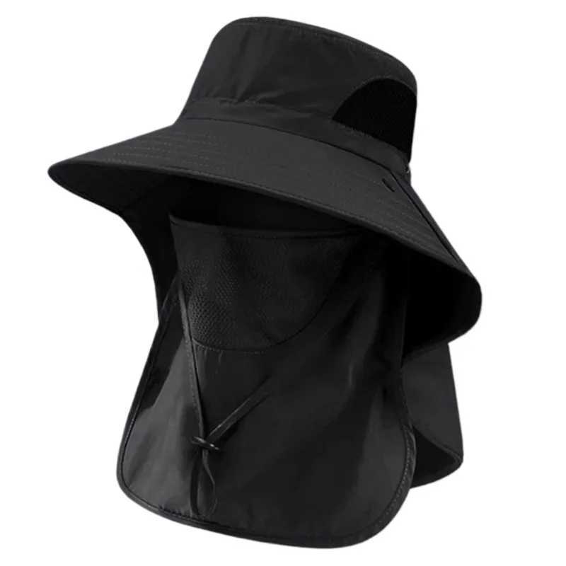Fishing Hat With Mask UPF 50+ Summer Sun Protection Wide Brim Women Men Sun Outdoor Mountaineering Hunting Hiking Sun HatXJ250116