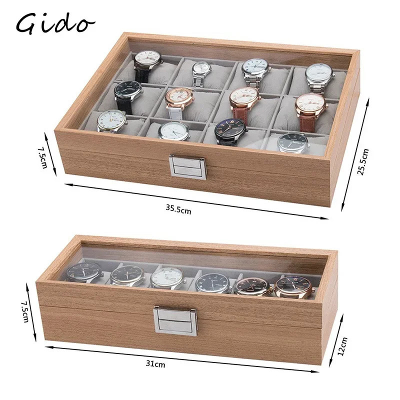 Wooden Watch Box for Exhibitors Jewelry Store Clock Watches Display Case Organizer Festival Party Gift 2/3/6/10/12 Slots 250117
