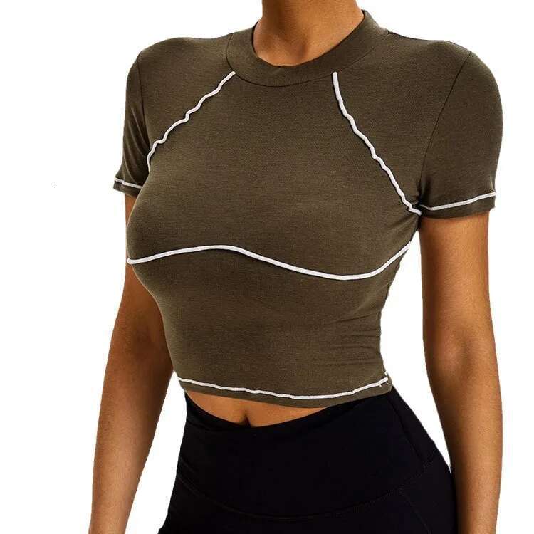 Ddmyoutdoor China Domestic Mermaid Curve Color Split Vigor Sports Top Cool Soft High Elastic Tight Short Sleeve Gym Tops Women