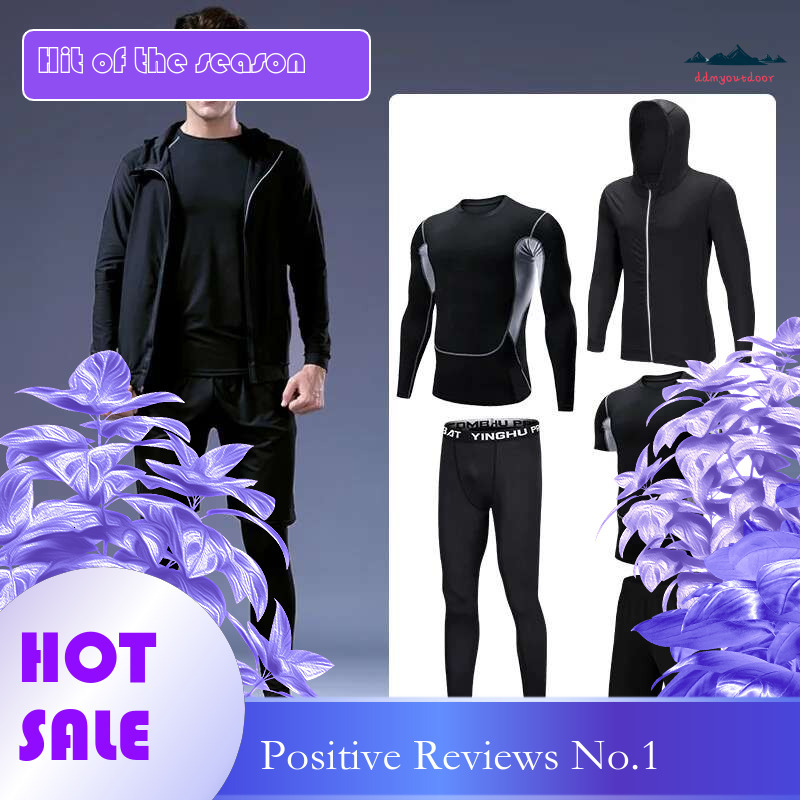 Ddmyoutdoor China Domestic Pcs Mens Compression Set Running Tights Workout Fiess Training Tracksuit Short Sleeve Shirts Sport Suit Rashgard Kit S XL