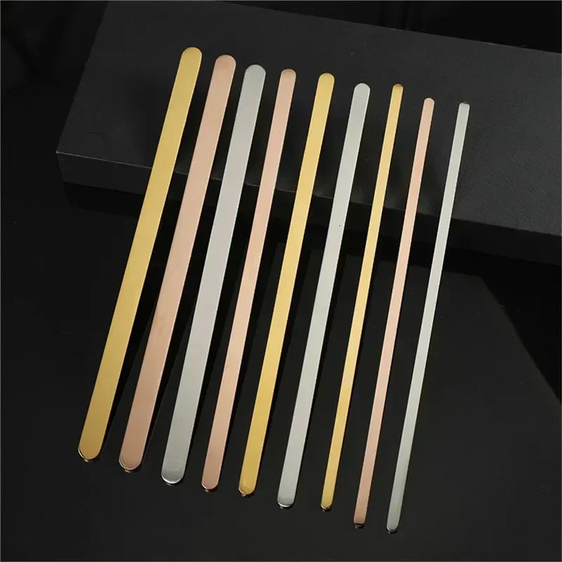 10 pieces of stainless steel straight cuff bracelets blank flat bar bracelets Diy laser engraved bracelets jewelry charm accessories 250109