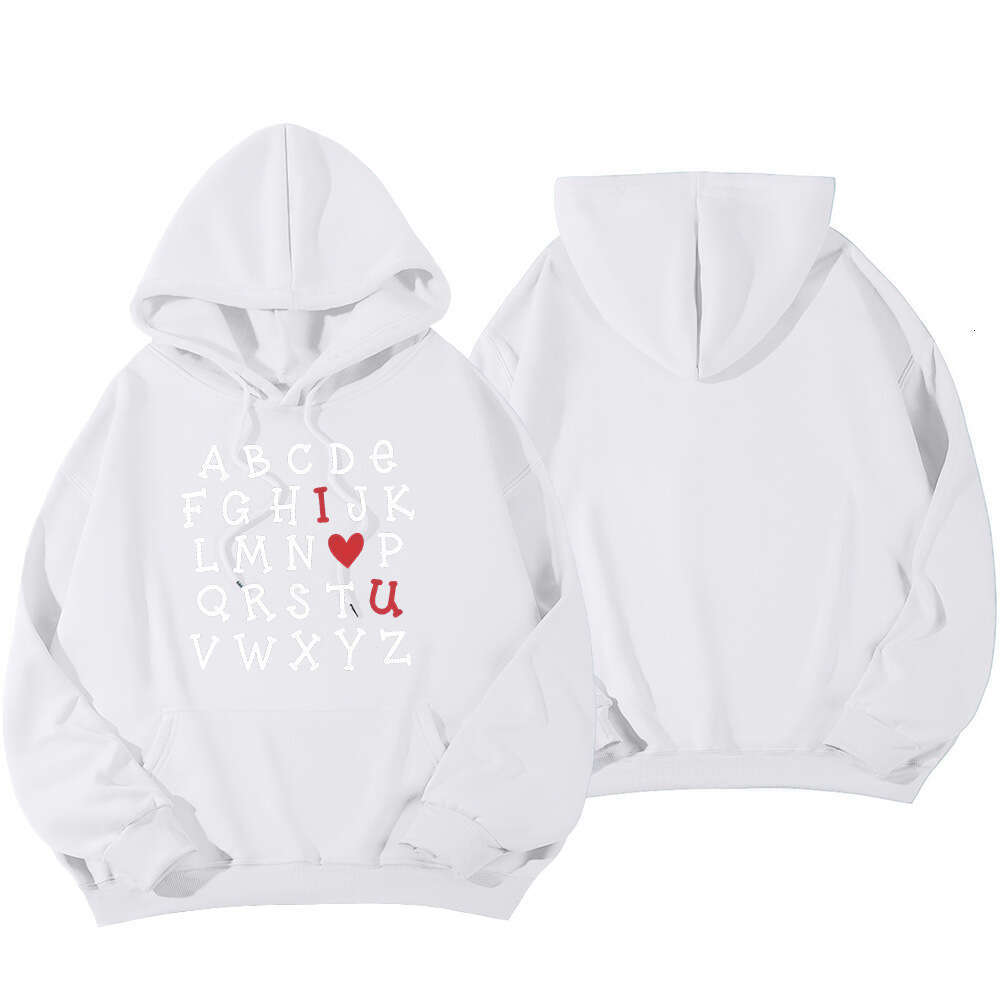 loose casual lapel with heart-shaped printed hoodie, women's clothing
