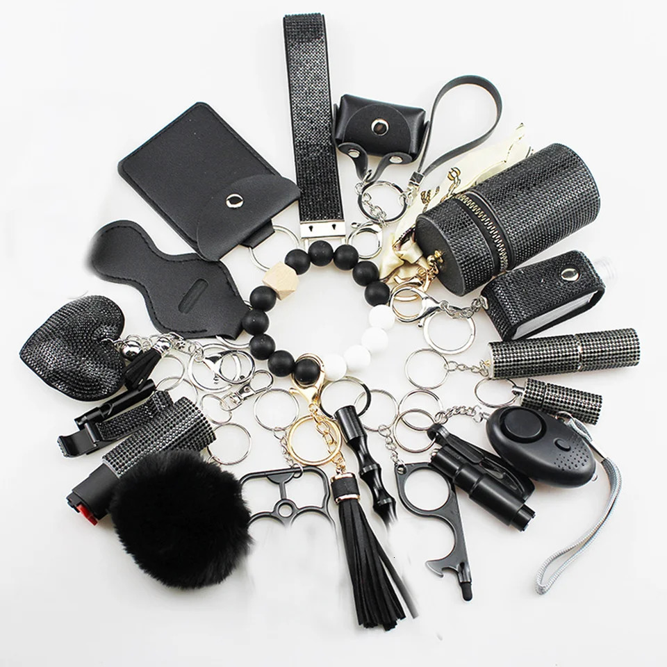 Keychains Set for Women Protection 20PCS Bead Keychain Bracelet Full Set Self Protection Bracelet Key Ring Set 250110