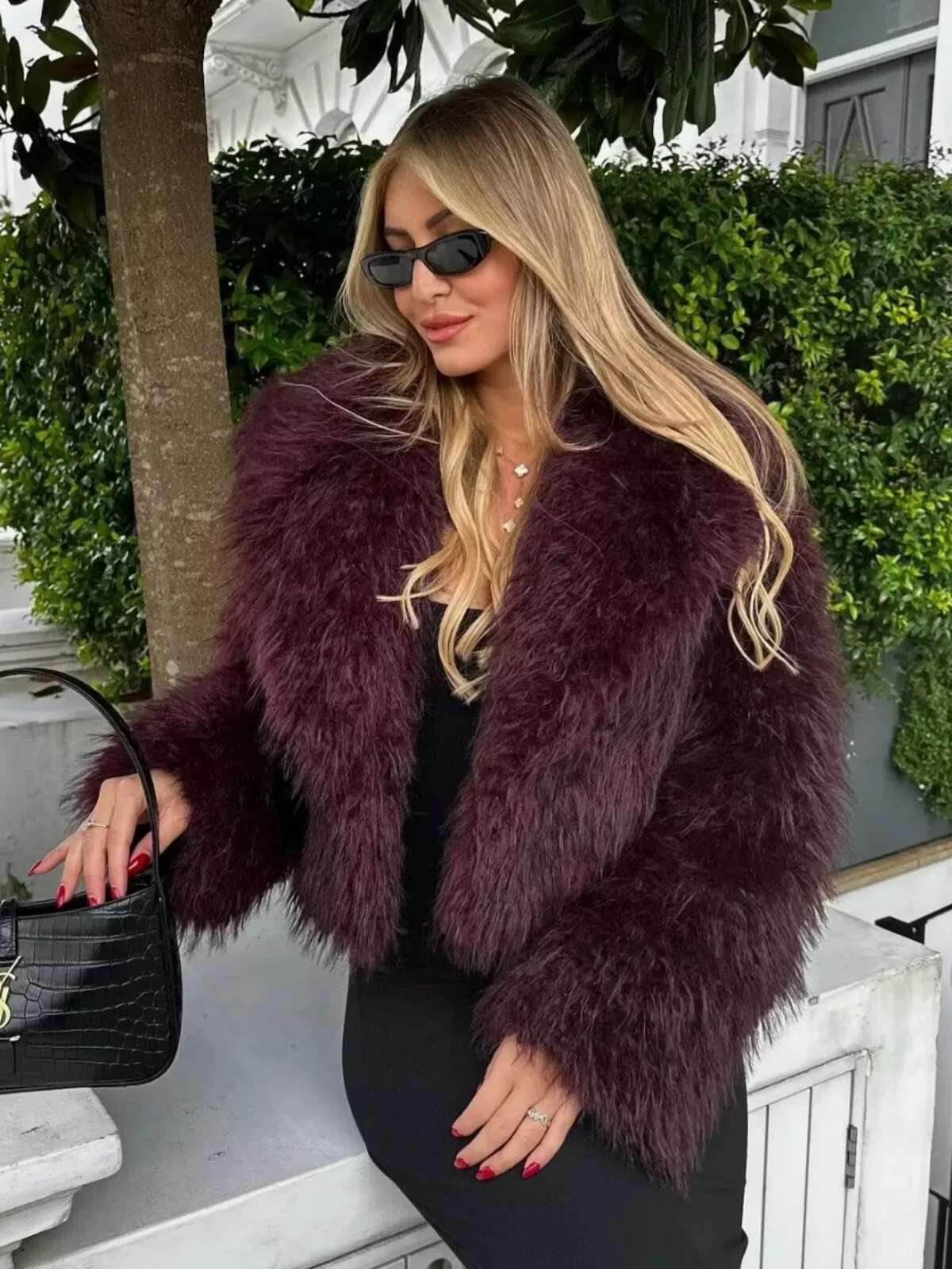 2024 Winter Hot Trendy Iconic Blogger Fashion Bury Faux Coat Women Overcoat Girls Shawl Collar Lamb Fur Jacket