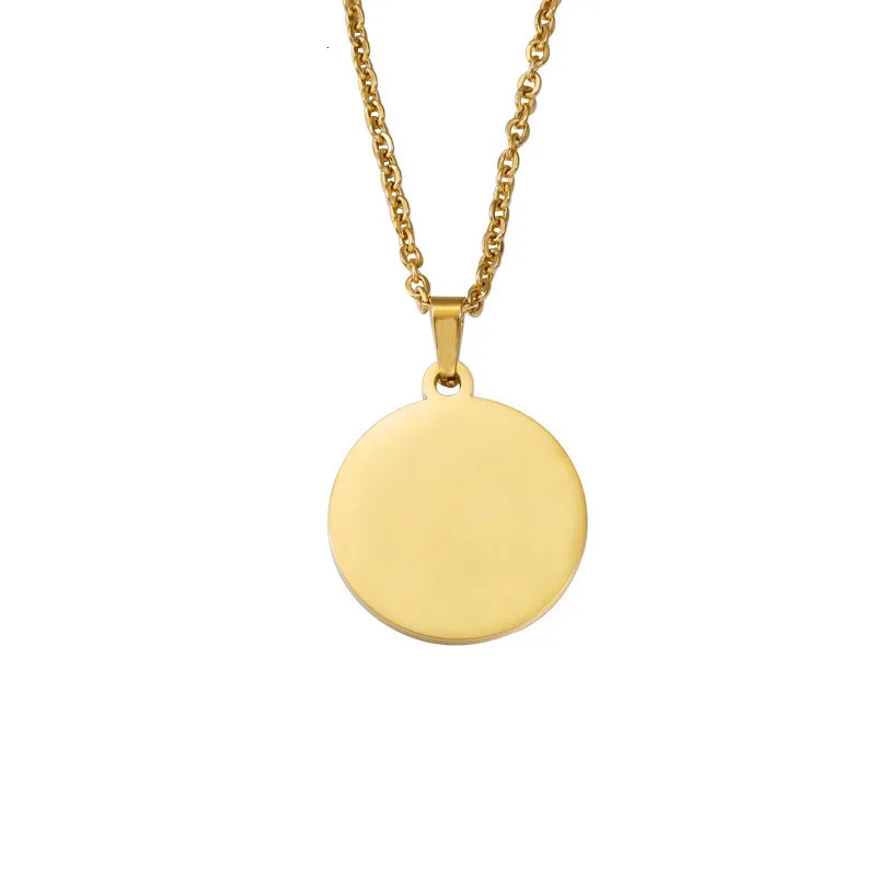 10Pcs 45cm 50cm 60cm Blank Round Disc Pendant Necklace Mirror Polish Stainless Steel Chain For Womens 250114