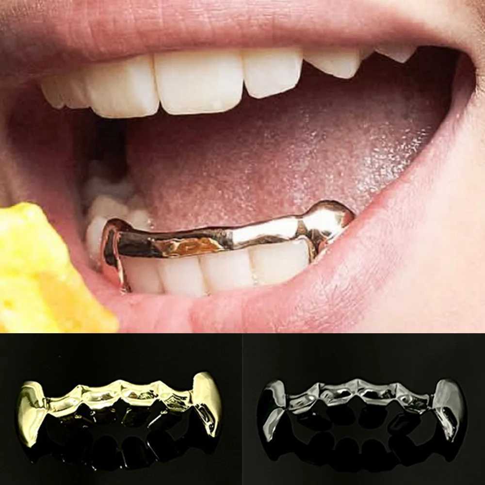 YOUNGX Hip Hop Glossy Tooth Caps Fangs Gold Silver Black Color Bottom Teeth Grillz Braces For Women Men Jewelry Dental GrillsXJ250114