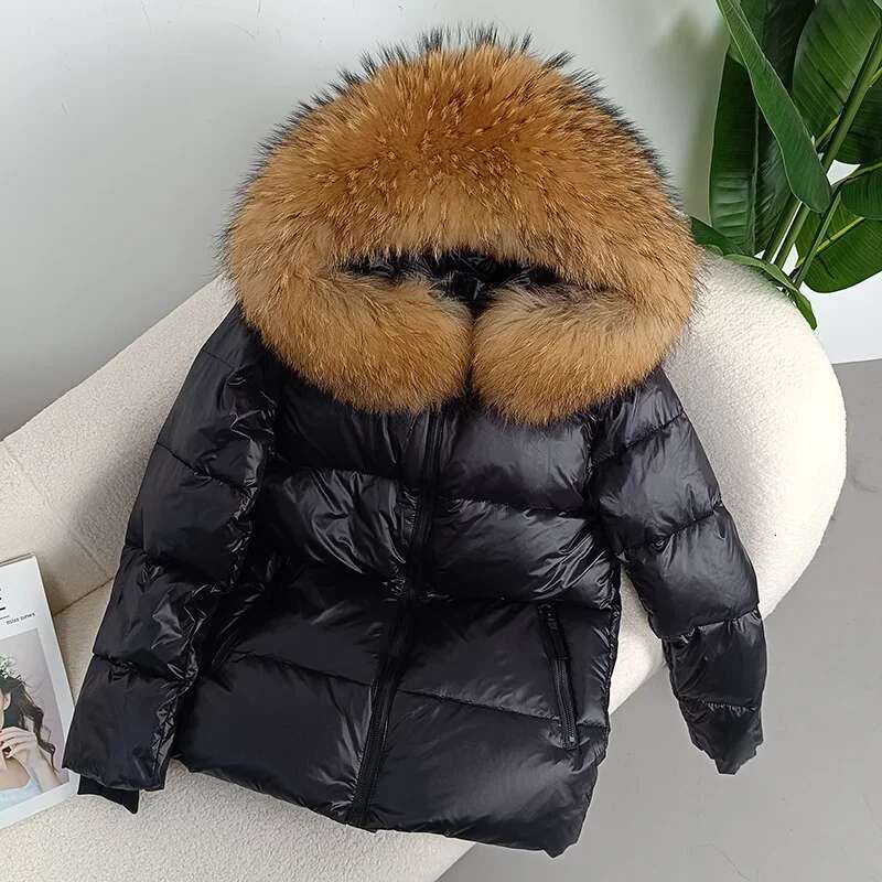 MENINA BONITA 2023 New Winter Jacket Women Real Fox Raccoon Fur Collar Hooded Thick Warm Duck Down Long Outerwear Detachable