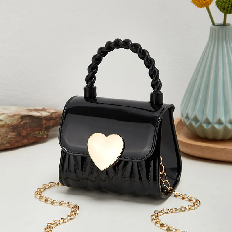 Kids PVC Crossbody Coin Purse Child Fashion Mini Handbags Lovely Heart Pattern Decoration Handbag Small Chain Jelly Bag For Girl 250114