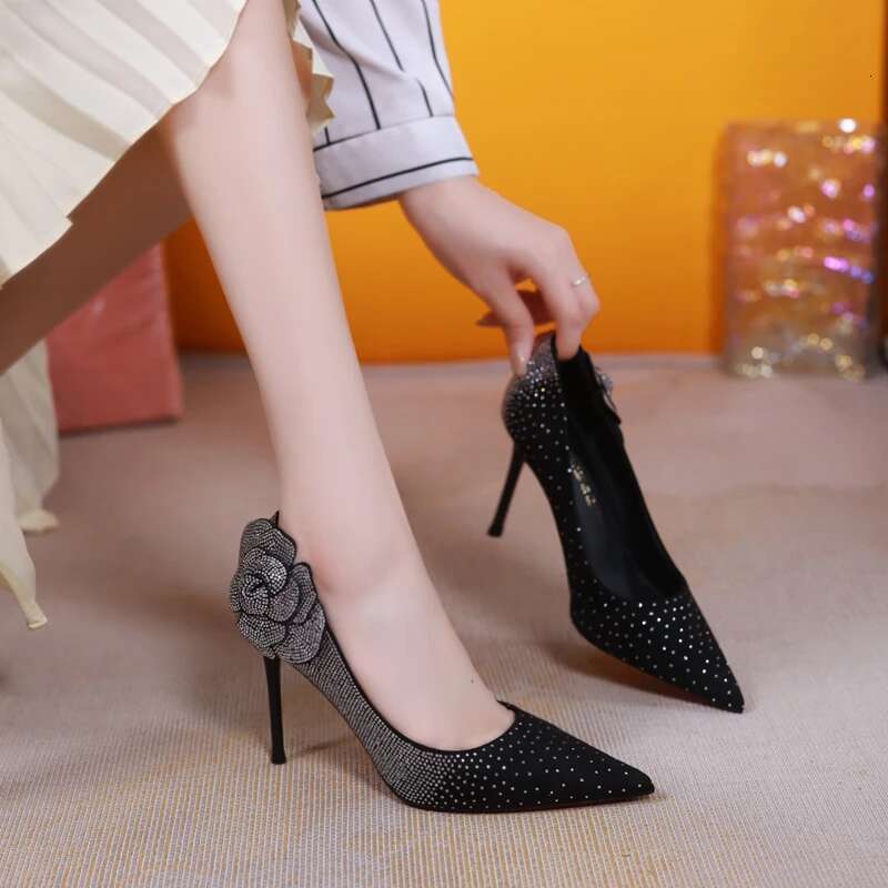 High Heels Rhie Wedding Shoes Bride Elegant Woman Heeled Dress Rose Pointed Toe Stiletto Pumps Orange Womens Loafer