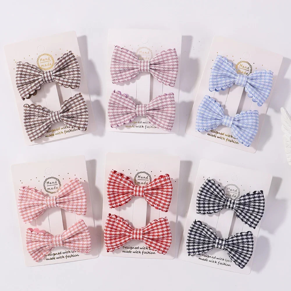 2Pcslot Baby Mini Hair Bows Clips Cotton Soft Hairpin for Girl Cheer Bowknot Barrettes Children Headwear Accessories 250117