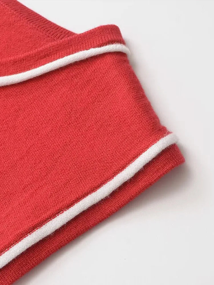 Summer Fashion Womens All-match Casual Multi-color Contrast Trim Plain Tops 250115