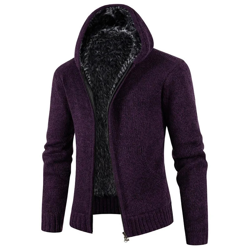 Winter Mens Fleece Thickened Zipper Knitted Cardigan Sweater Jacket 250113