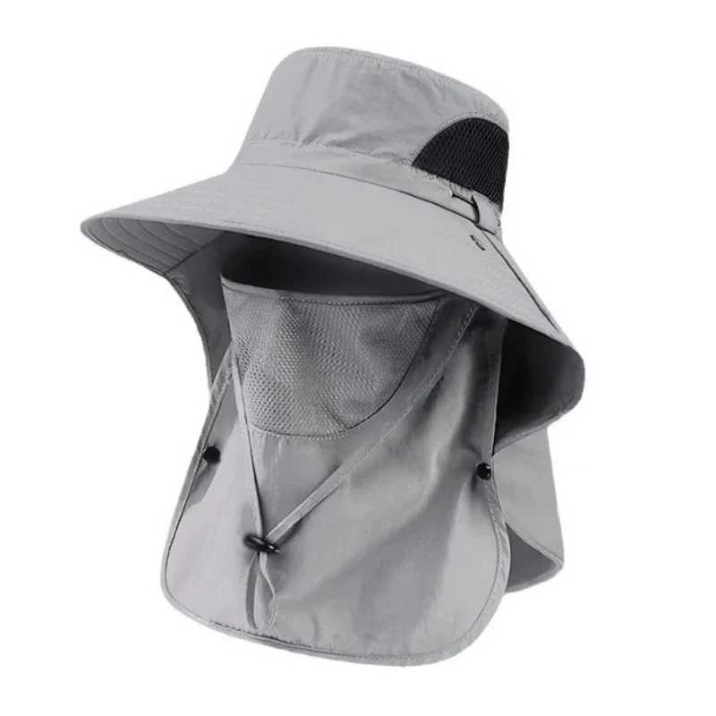 Fishing Hat With Mask UPF 50+ Summer Sun Protection Wide Brim Women Men Sun Outdoor Mountaineering Hunting Hiking Sun HatXJ250116