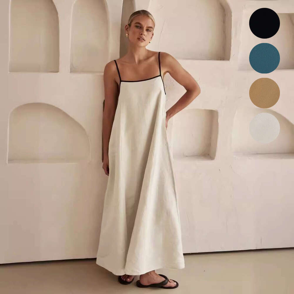 Spring/Summer European and American Women's Hot Selg Dress with Pocket Strap, 2025 New Casual Versatile Fashion Clothing