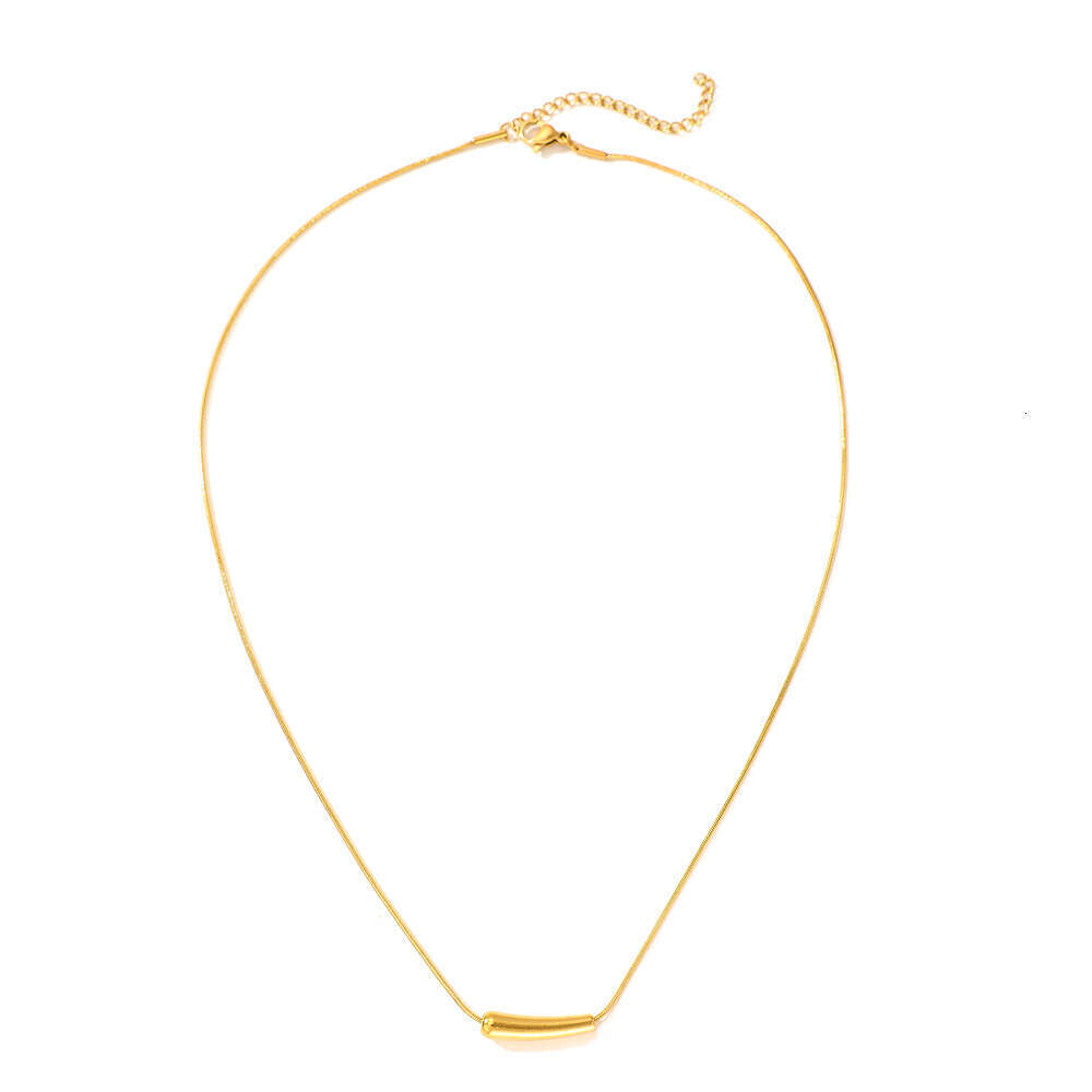 Uniquely designed stainless steel necklace, geometric long neck chain, women's minimalist style, fashionable temperament, versatile high-end jewe