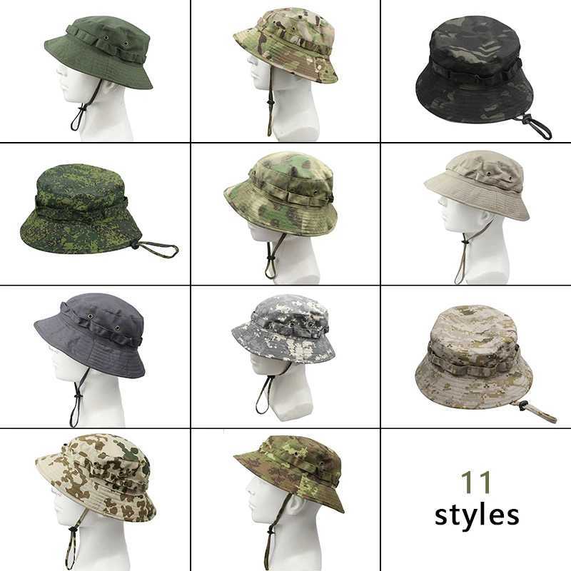2024 Outdoor Tactical Camouflage Fisherman Hat Climbing Fishing Hiking Training Travel Sun Mens Panama Bucket Hats 58-60cmXJ250116