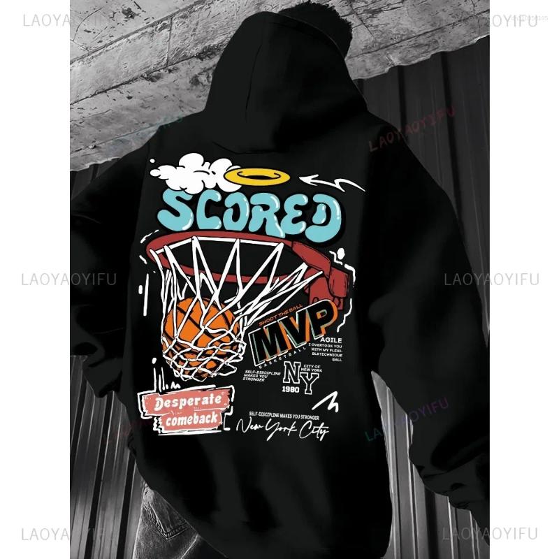 Men's Hoodies Spring/Fall Casual MVP Basketball Graphic Hoodie For Men Regular Fit Geometric-Pattern Hooded Pullover Fashion Sportswear