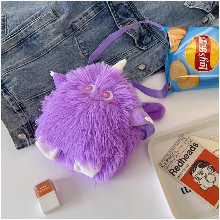 New Creative Long Hair Monster Personalized Plush Doll Girl Stylish Mobile Phone Small Shoulder Bag Gift swissmilitary