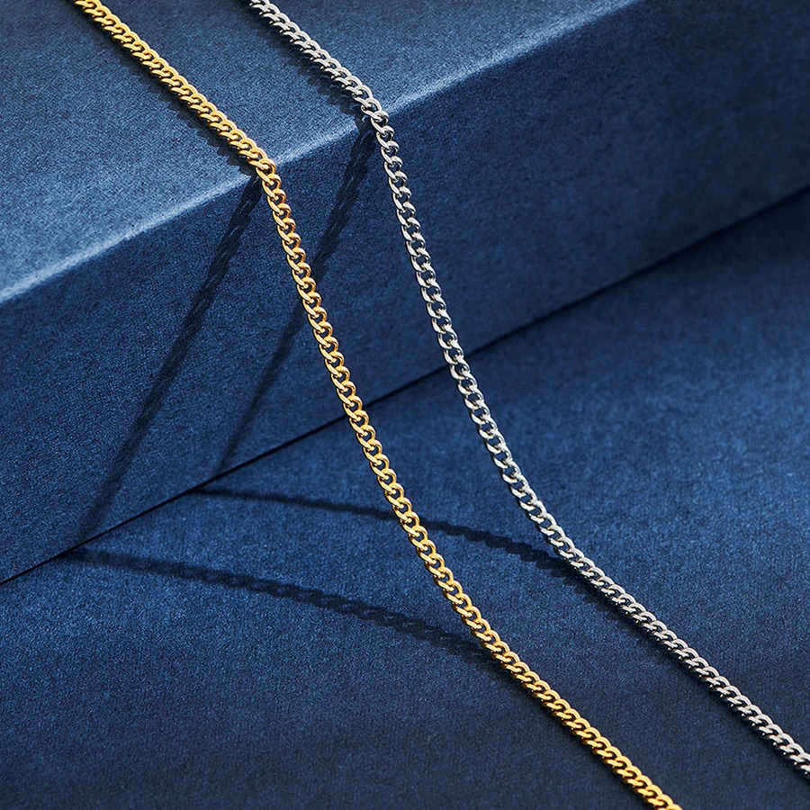 2mm Wide Stainless Steel Link Chain Necklace for Men and Women Silver Color Gold Available Length 1430 250114