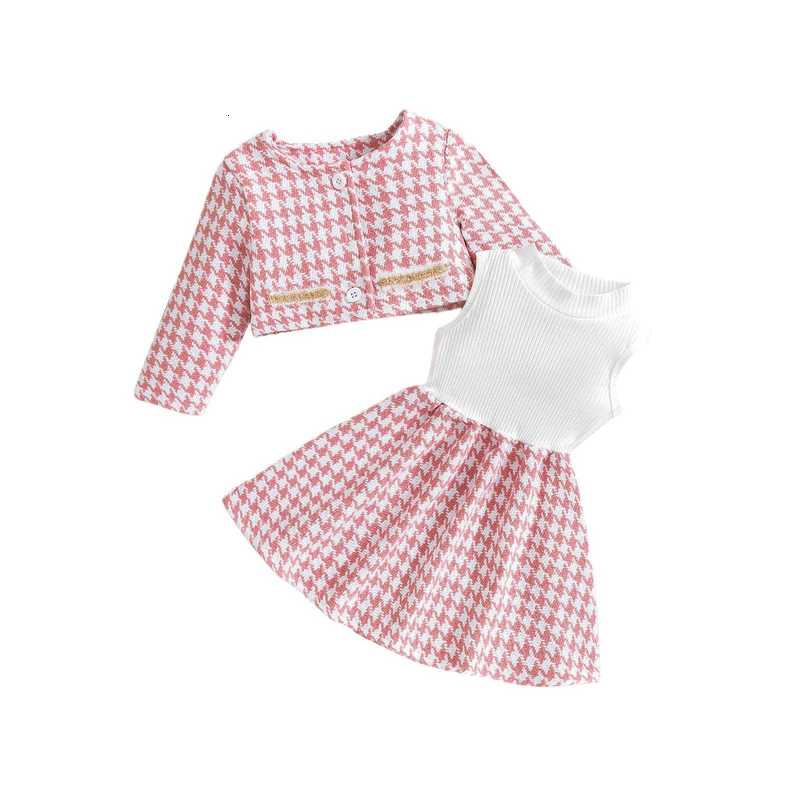 Girl's Dresses Autumn and Winter New Small Fragrant Girl's Set Infant and Toddler Dress Inner Matching with Coat Two Trendy Styles