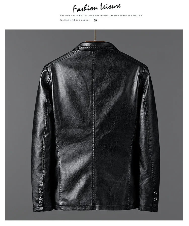 PU Leather Jackets Men Slim Fit Full Sleeve Coats Single Breasted Spliced Turn Down Collar Jacket Punk Mens Casual Male Autumn 250109
