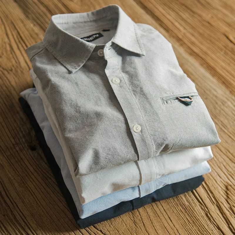 Oxford Retro Shirt Japanese Business Casual Trendy Fashion All-match Loose Tops Male Brand Long-sleeved Patch Shirts Clothes W250118