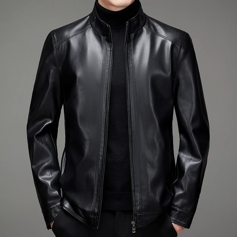 2024 Autumn and Winter High Quality Fashion Mens Lapel Motorcycle Leather Coat Slim Stylish M7XL 250109Z