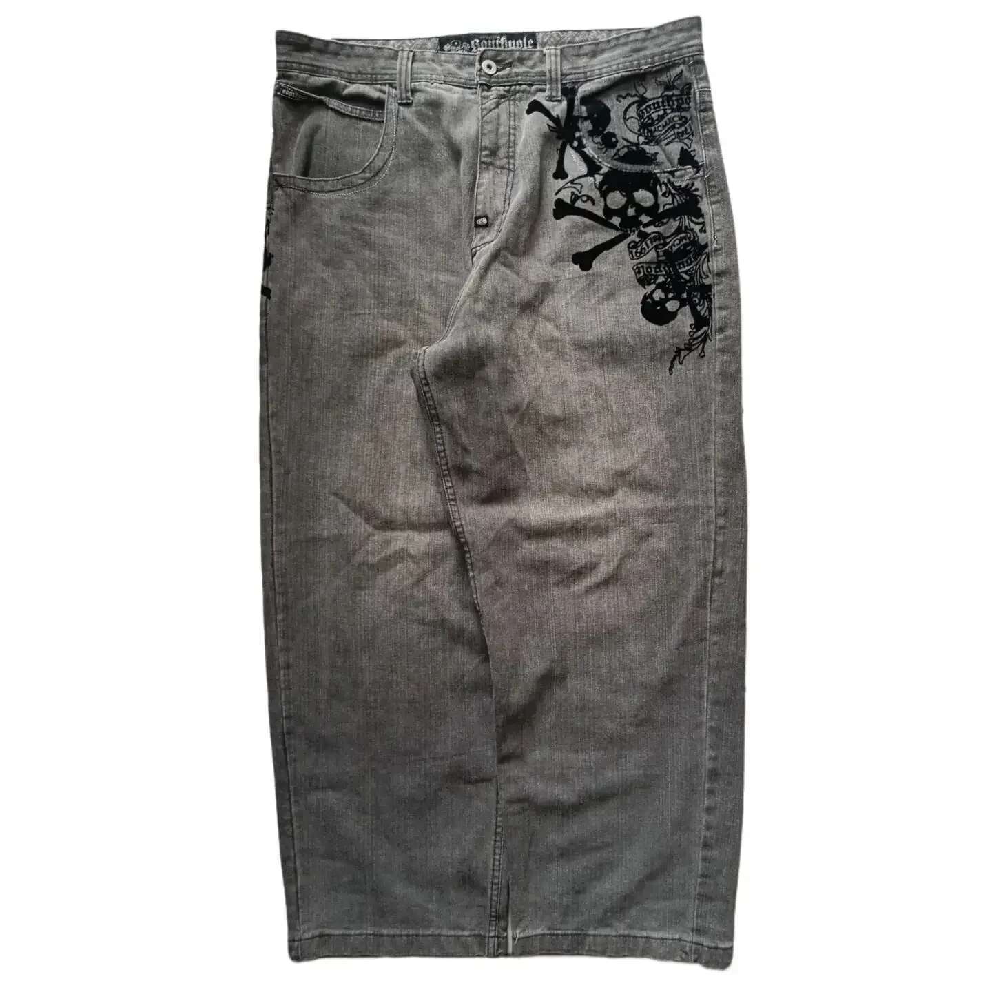 2025 Wash New Retro Southpole Loose Men's And Women's Y2k Haruku Gothic Hip Hop Skateboard Pants Street Wear Jeans