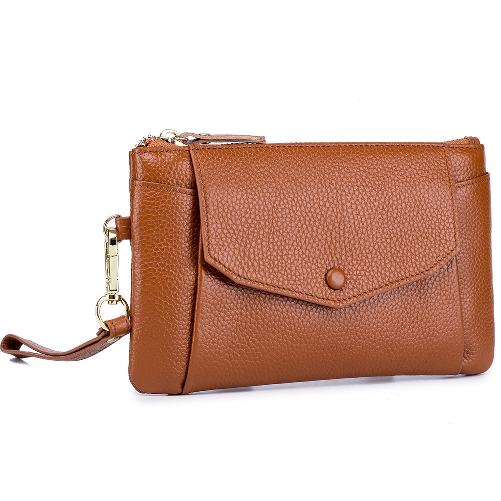 Bag niche, ultra-thin, long, large capacity handheld bag, women's leather minimalist wallet, top layer cowhide phone bag swissmilitary