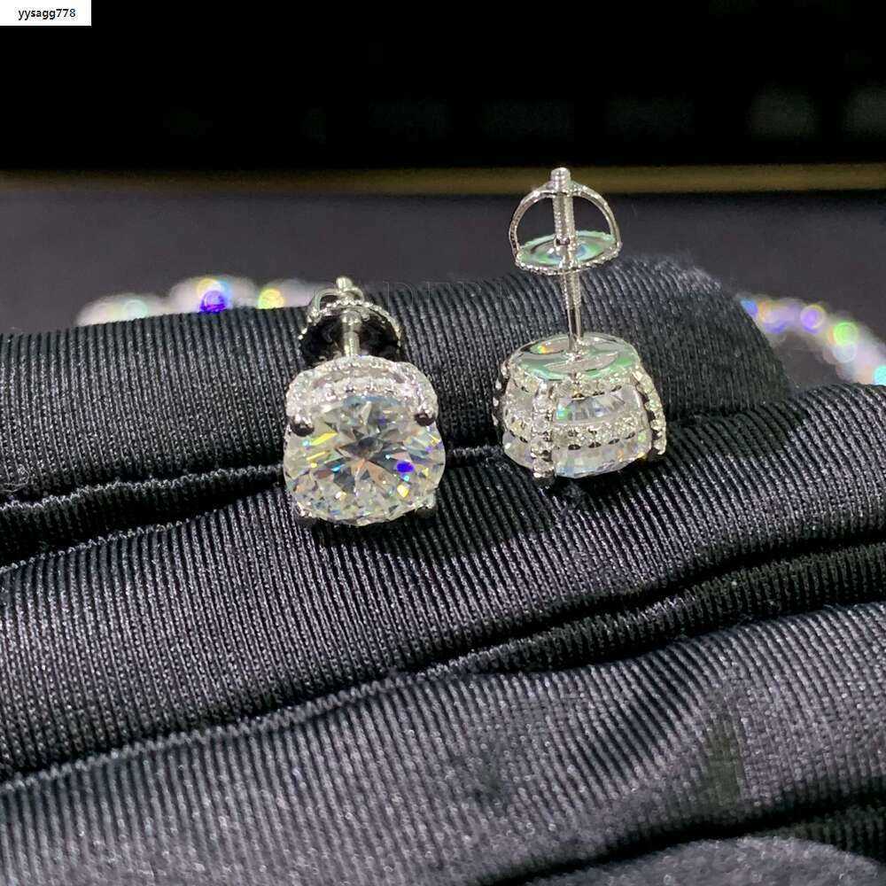 Cadermay 9Mm 3Ct Diamond Earrings 4 Prons Screw Push Back Synthesis Moissanite Solitaire Stud With GRA Certificate