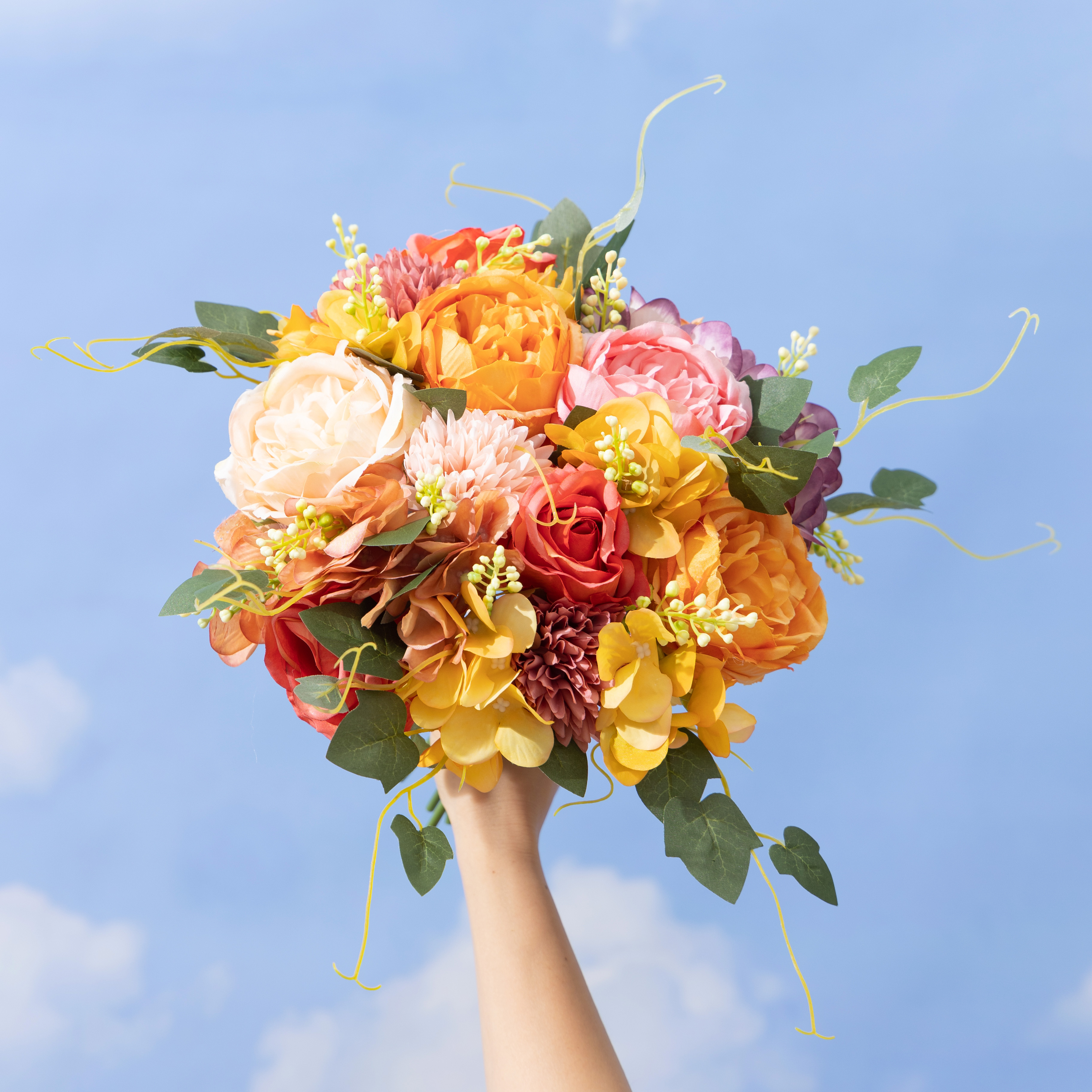 Hundred Flowers Wedding Accompaniment Flower Simulation Peony Rose Hydrangea Hand Bouquet Fake Flowers Photography Home Decoration