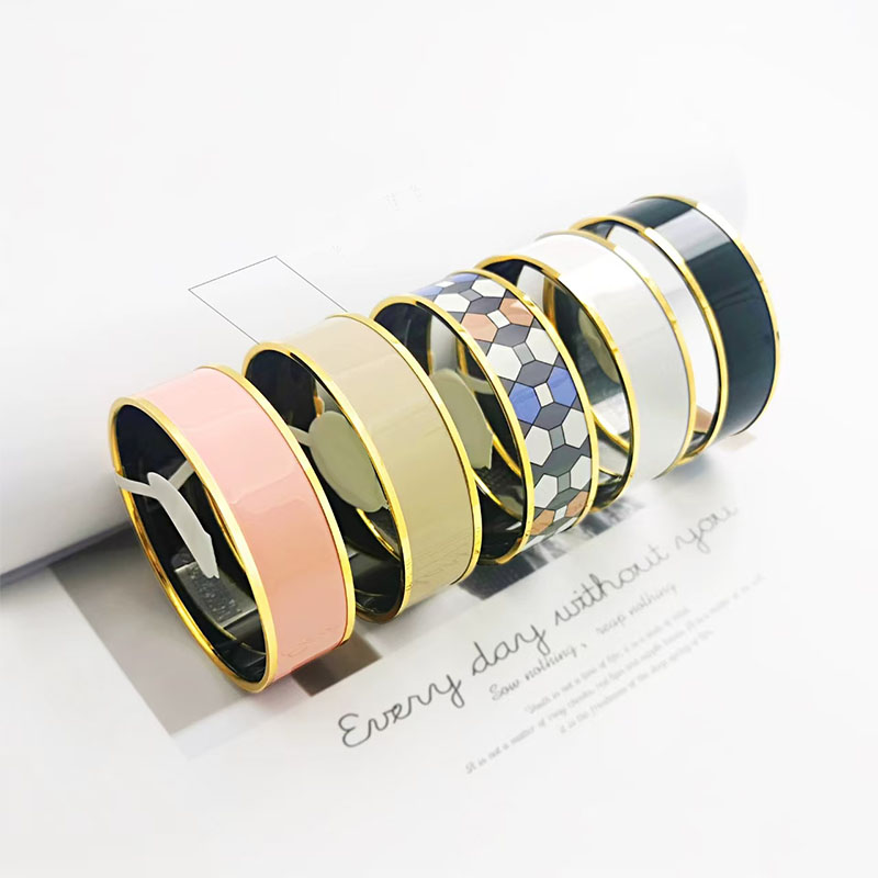 Luxury enamel 20mm circular H bracelet couple brand cuff bracelet high-quality stainless steel designer bracelet gift