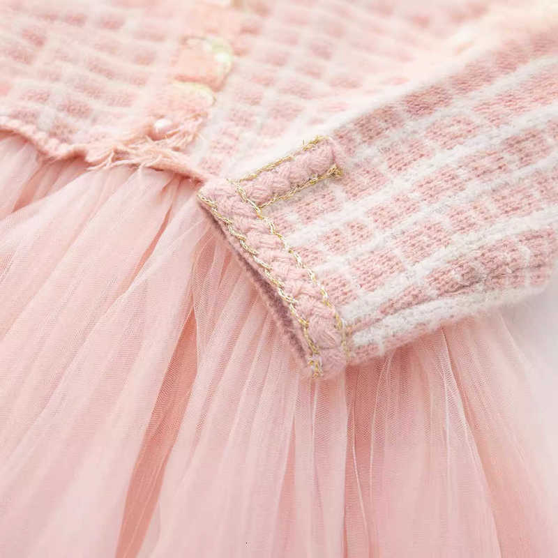 Girl's Dresses autumn new children's clothing 1-3 old baby girls' versatile knitted powder small fragrant yarn skirt girls' dress