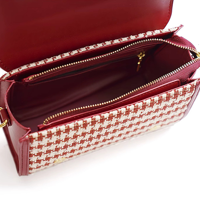 New Designer Plaid Handbag Casual Shoulder Bag Outdoor Phone Bag Trendy Wallet Large Capacity Small Square Bag