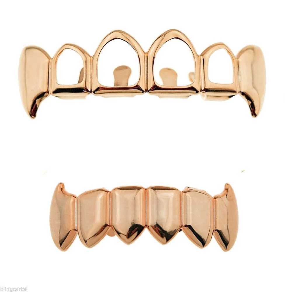 1set 4Color Hip Hop Gold Color Teeth Grillz Gold Plated Dental Grills Rock Tooth Grillz Caps Crystal Teeth Caps HalloweenXJ250114