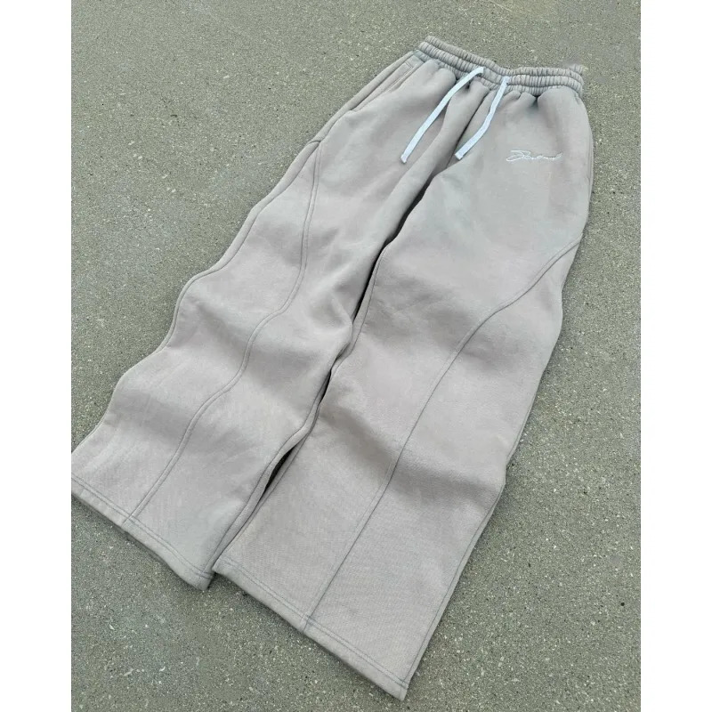 American retro fashion street Harajuku couple oversized sports casual sweatpants aesthetic versatile straight wide leg pants men 250113