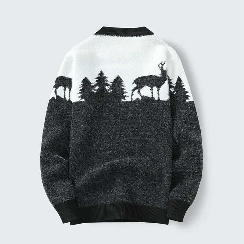 Men's Long Sleeve Round Neck Casual Jacquard Pullover Base Layer Top Youth Sweater Underlayer
