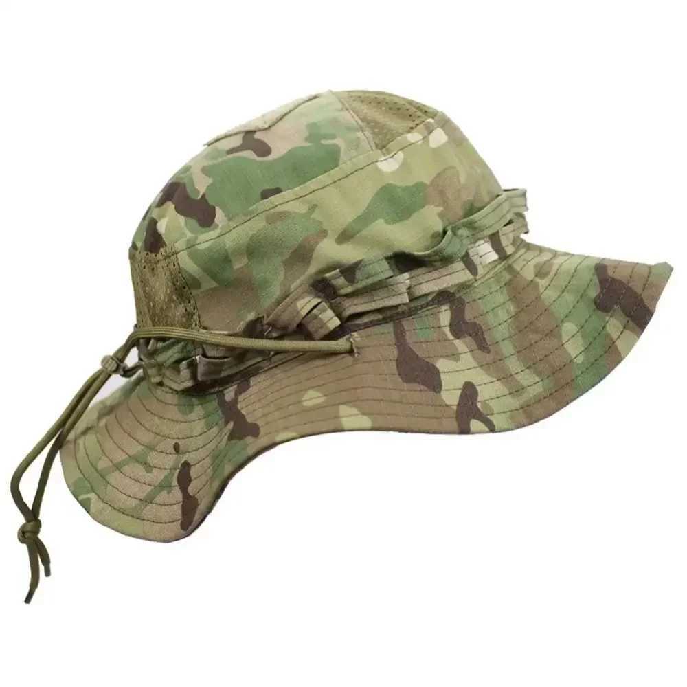 Hot Camouflage Tactical Hats Mesh Bucket Sunscreen Summer Breathab s Hunting Hiking Outdoor Fishing Fisherman Beach SunhatXJ250116