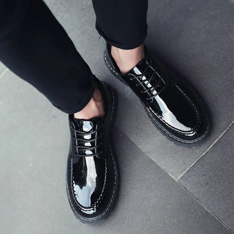 Men Spring Autum Leather Boots Mens Fashion Ankle Business Casual Man Laceup Shoes Y Work Platform Mocassins 250116X