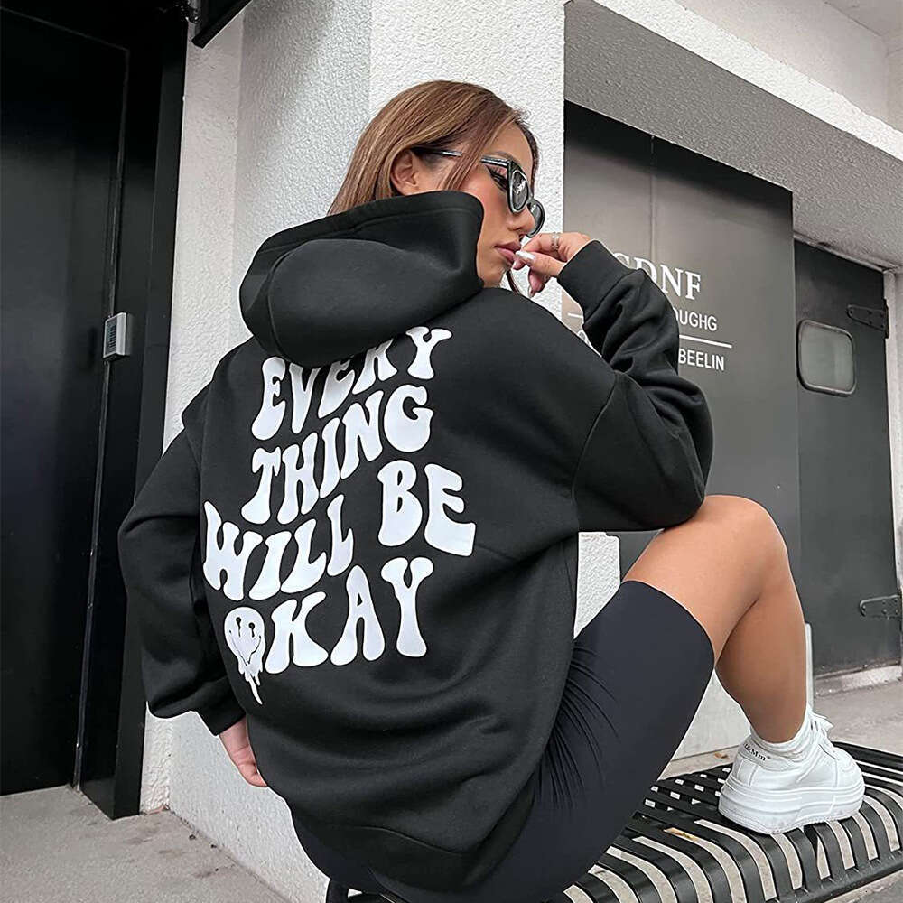 SOLY HUX Women's Sportswear Pattern Casual Long Sleeve Loose Hoodie Top with Kangaroo Pocket