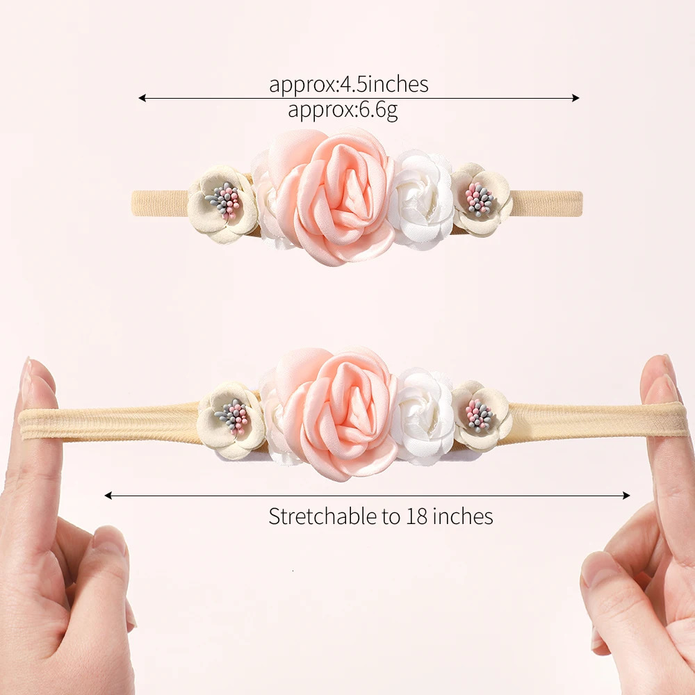 5PcsSet Baby Elastic Headband born Flower Lace Bowknot Nylon Hair Bands for Girls Infant Toddler Soft Accessories Gift 250117