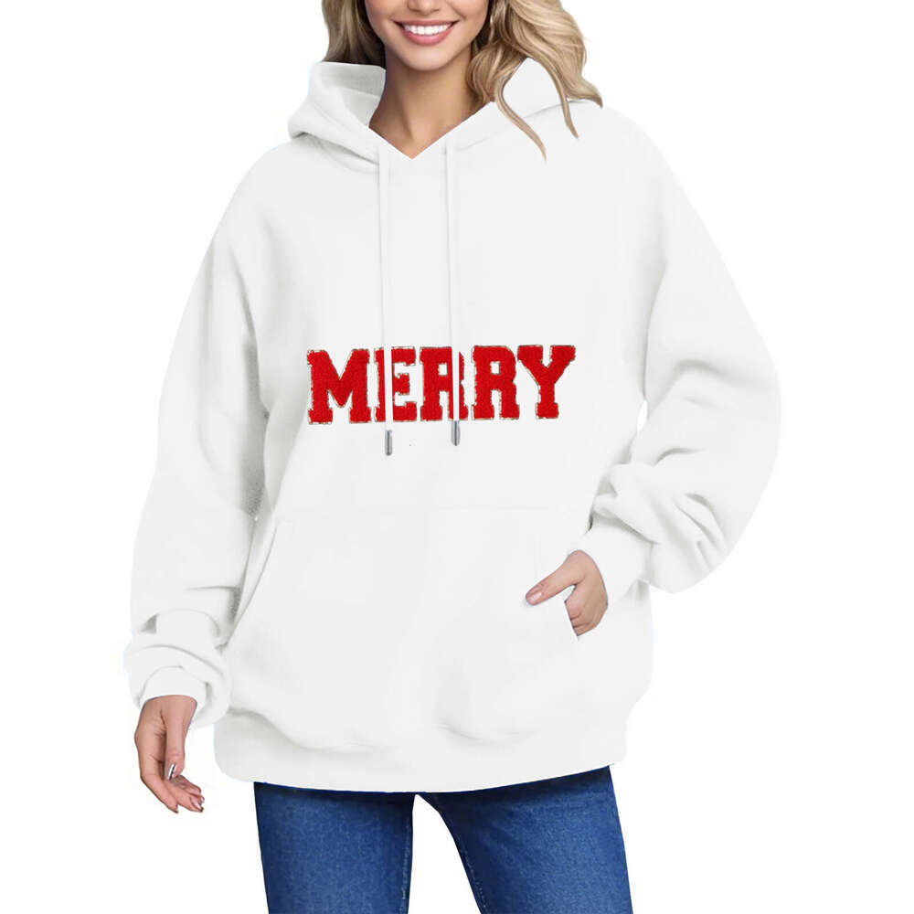 European size new XS-5XL autumn and winter loose print off shoulder sleeves threaded hooded sweatshirt jacket