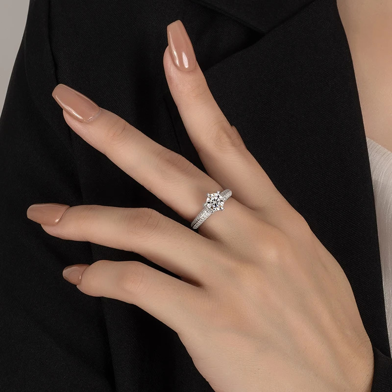 PERFANY 2CT Ring for Women S925 Pure Silver Laboratory Certified Cultivated Diamonds Eternal Wedding Jewelry 250110