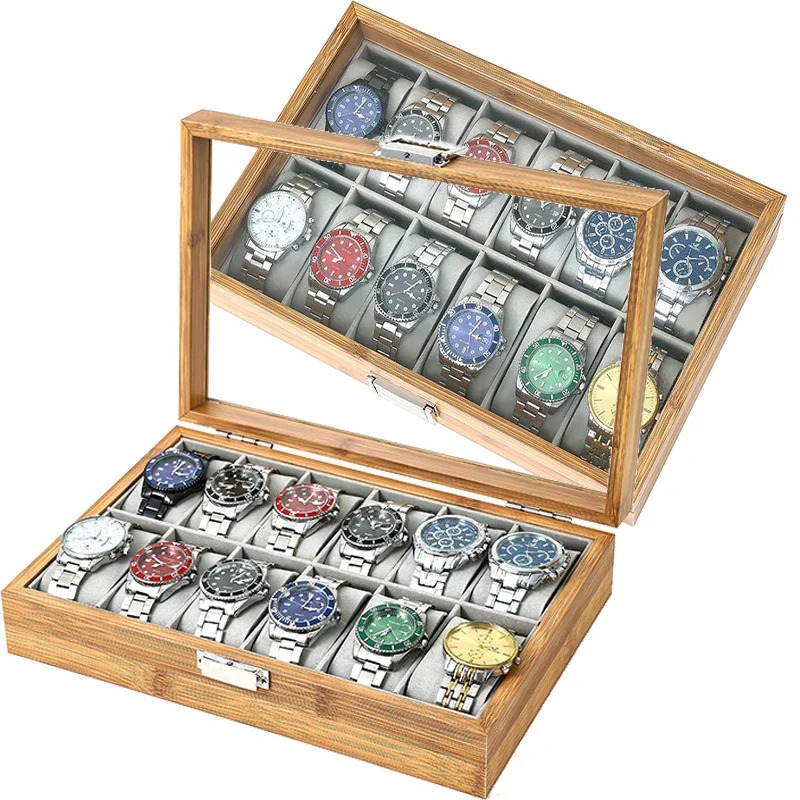 3 6 10 12 Slots Bammboo Wooden Watch Collection Box Case Wrist Watch Storage Case for Women Men Chinese style Watch Storage 250117