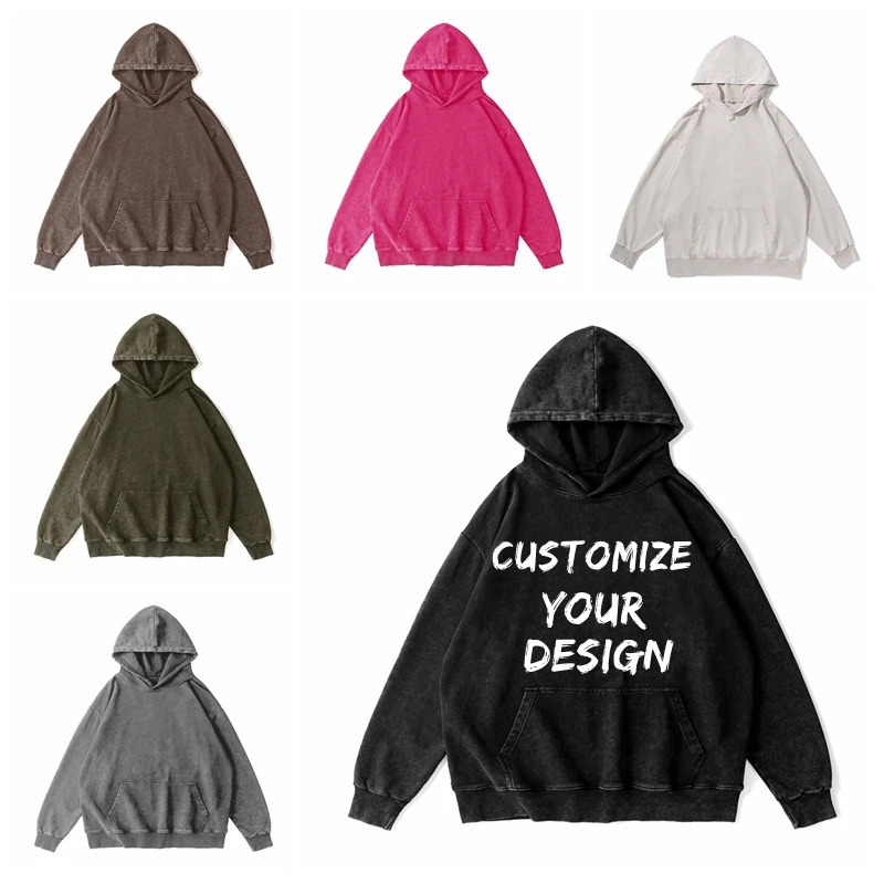 Customize Oversize Heavy Weight Acid Washed Hoodies High Quality Custom n Print On Demand Wholesale Drop 250113